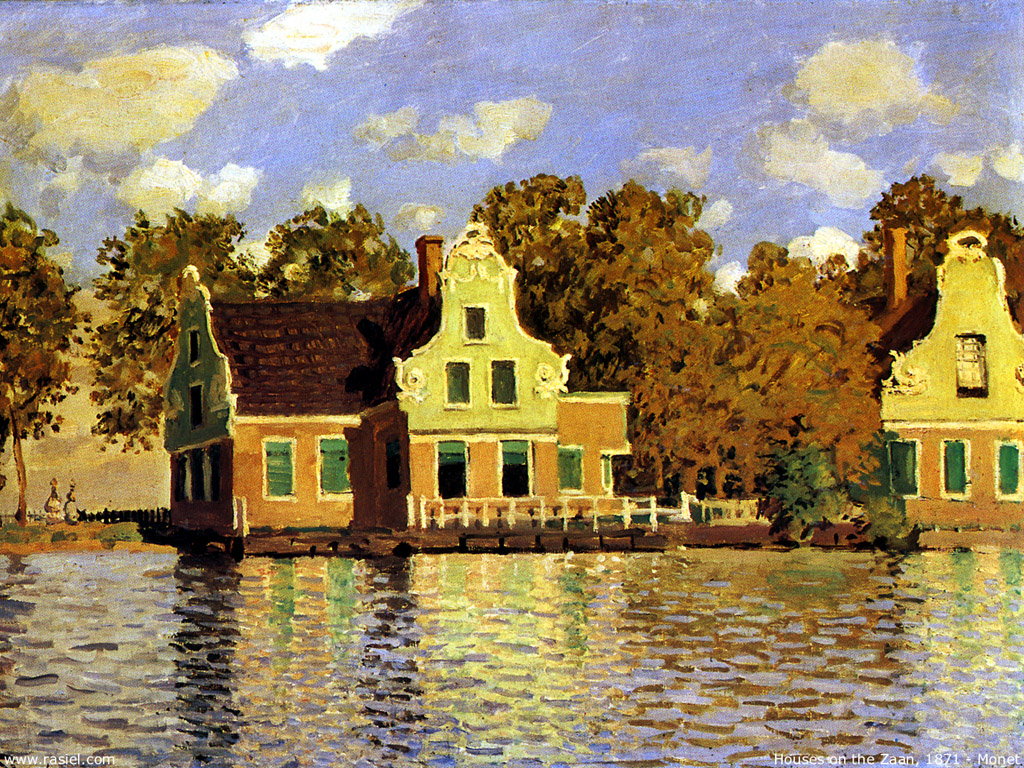 Houses on the Zaan River at Zaandam - Claude Monet Paintings